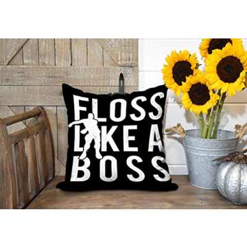 Kutita Floss Like a boss Decorative Pillow Covers, Like Art Banner Black Dance Games Live Quote Sign Symbol Shirt Throw Pillow Decor Bedroom Livingroom Sofa 18X18 inch