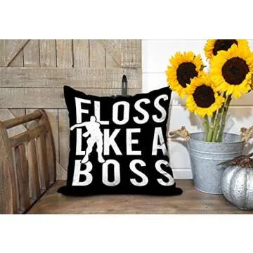 Kutita Floss Like a boss Decorative Pillow Covers, Like Art Banner Black Dance Games Live Quote Sign Symbol Shirt Throw Pillow Decor Bedroom Livingroom Sofa 18X18 inch