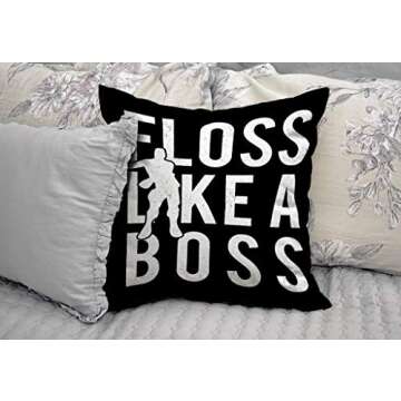 Kutita Floss Like a boss Decorative Pillow Covers, Like Art Banner Black Dance Games Live Quote Sign Symbol Shirt Throw Pillow Decor Bedroom Livingroom Sofa 18X18 inch