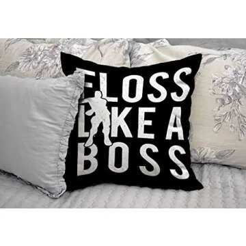 Kutita Floss Like a boss Decorative Pillow Covers, Like Art Banner Black Dance Games Live Quote Sign Symbol Shirt Throw Pillow Decor Bedroom Livingroom Sofa 18X18 inch