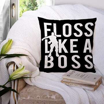 Kutita Floss Like a boss Decorative Pillow Covers, Like Art Banner Black Dance Games Live Quote Sign Symbol Shirt Throw Pillow Decor Bedroom Livingroom Sofa 18X18 inch