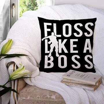 Kutita Floss Like a boss Decorative Pillow Covers, Like Art Banner Black Dance Games Live Quote Sign Symbol Shirt Throw Pillow Decor Bedroom Livingroom Sofa 18X18 inch