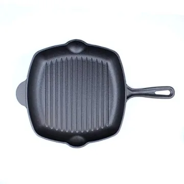 Fresh O2 Cast Iron Skillet - 12 Inch Grill Pan for Cooking