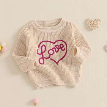 Cute Toddler Valentine's Sweater for Baby Girls