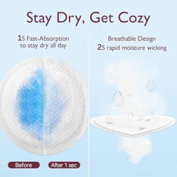 Momcozy Ultra-Thin Disposable Nursing Pads, Super Absorbent and Breathable Breastfeeding Pads, Make The Breasts Light and Unburdened, 3D Shape for The Best Fit, Individually Packaged（120 Count）
