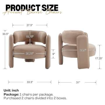 Bestano Mid Century Modern Barrel Accent Chairs - Khaki Velvet Classic Design