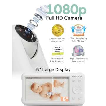 Momcozy Baby Monitor with 2 Cameras 5’’ 1080P Split Screen Video Baby Monitor