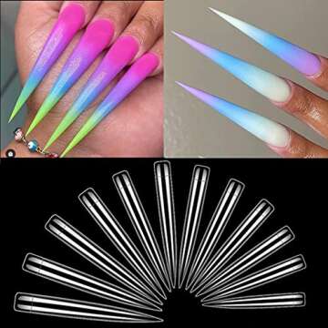 Extra Long Stiletto Nail Tips, Rosy Finch 120Pcs XXL Clear Nail Tips for Acrylic Nails Full Straight...