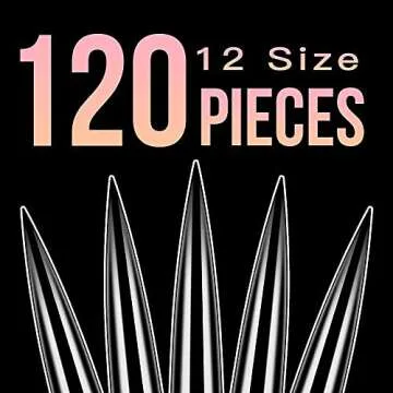 Extra Long Stiletto Nail Tips, Rosy Finch 120Pcs XXL Clear Nail Tips for Acrylic Nails Full Straight Nail Tip