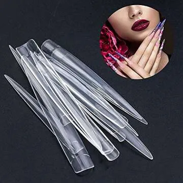 Extra Long Stiletto Nail Tips, Rosy Finch 120Pcs XXL Clear Nail Tips for Acrylic Nails Full Straight Nail Tip