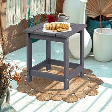 LZRS Adirondack Square Outdoor Side Table, Pool Composite Patio Table,HDPE End Tables for Backyard,P...