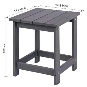 LZRS Adirondack Square Outdoor Side Table, Pool Composite Patio Table,HDPE End Tables for Backyard,Pool, Indoor Companion, Easy Maintenance & Weather Resistant(Grey)