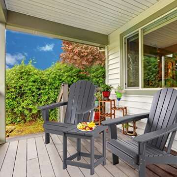 LZRS Adirondack Square Outdoor Side Table, Pool Composite Patio Table,HDPE End Tables for Backyard,Pool, Indoor Companion, Easy Maintenance & Weather Resistant(Grey)