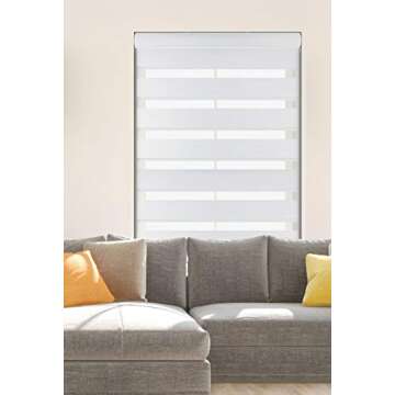 ARLO BLINDS Cordless Room Darkening Zebra Roller Shades 31.5" W x 60" H, White Horizontal Window Blinds