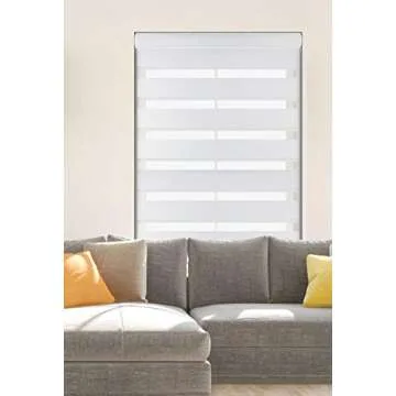 ARLO BLINDS Cordless Room Darkening Zebra Roller Shades 31.5" W x 60" H, White Horizontal Window Blinds