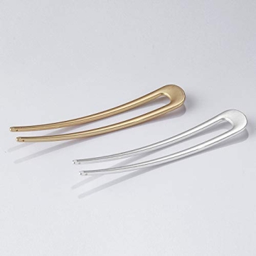 Large French Hair Pins - Gold & Silver U-Shaped Sticks