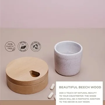 Rhife Pill Hive - Weekly Pill Organizer - Weekly Wooden Vitamin Organizer, Pill Container 7 Day Magnetic Closure, Twist Top Design Daily Pill Organizer - Pill Box Portable Design Small Pill Organizer