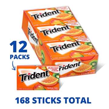 Trident Bubblegum Sugar Free Gum, 12 Packs of 14 Pieces (168 Total Pieces)