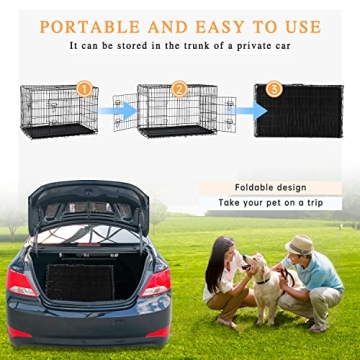Durable Double Door Metal Dog Crate for Large Breeds