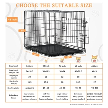 Durable Double Door Metal Dog Crate for Large Breeds