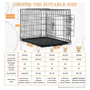 Durable Double Door Metal Dog Crate for Large Breeds
