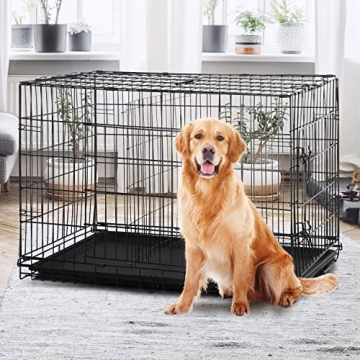 Durable Double Door Metal Dog Crate for Large Breeds