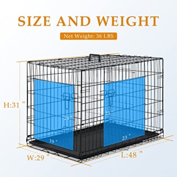 Durable Double Door Metal Dog Crate for Large Breeds