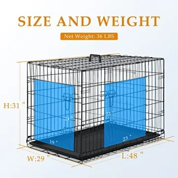 Durable Double Door Metal Dog Crate for Large Breeds
