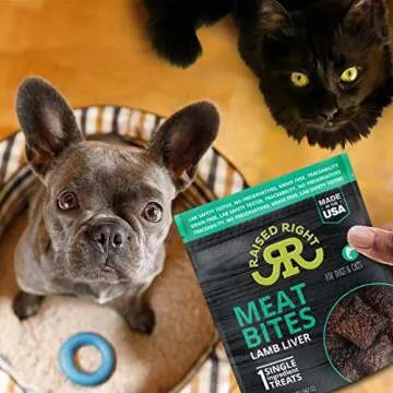 Raised Right Lamb Meat Bites, Single Ingredient Liver Treats for Dogs & Cats - 5 oz. Bag