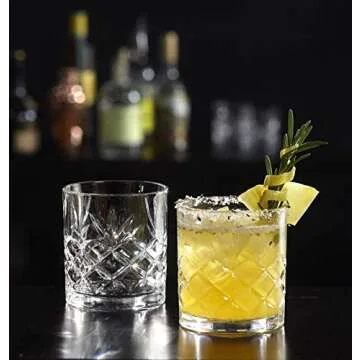 Royalty Art Kinsley Lowball Whiskey Glasses, 8 Pc. Set, 10.6 ounce Short Drinking Glassware for Liquor, Bourbon, Rye, or Beer, Elegant Drinkware for Men or Women, Dishwasher Safe (Lowball)