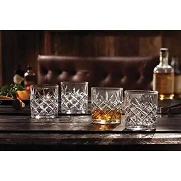 Royalty Art Kinsley Lowball Whiskey Glasses, 8 Pc. Set, 10.6 ounce Short Drinking Glassware for Liquor, Bourbon, Rye, or Beer, Elegant Drinkware for Men or Women, Dishwasher Safe (Lowball)
