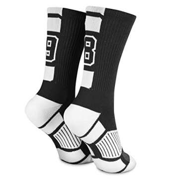 ChalkTalkSPORTS Custom Team Number Socks | Adult Athletic Performance Socks | Black Number Socks | 2...
