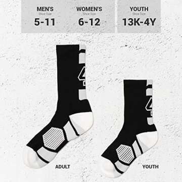 ChalkTalkSPORTS Custom Team Number Socks | Adult Athletic Performance Socks | Black Number Socks | 22