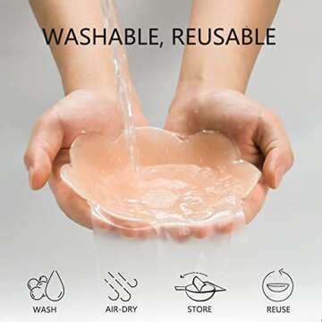 Ginmewrae Breast Lift Tape Pasties Nipple Cover Silicone Adhesive Sticky Bra Reusable Breast Tape for Women Beige