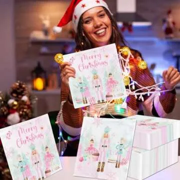 40Pcs Merry Christmas Napkins,Christmas Party Theme Decoration Disposable Pink Merry Christmas Napkin for Christmas Holiday Dinner Party Supplies…