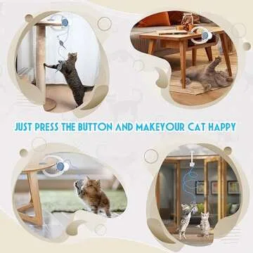 Kezlume Cat Toy Interactive for Indoor Cats, Smart USB Rechargeable Door Hanging Automatic Retractable Kitten Toys, Teaser Electronic Self Play Feather Cat String Toy Attached with 3 Catnip Mice White