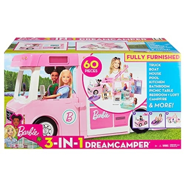 Barbie Camper Playset: 3-in-1 Adventure Toy with 50 Accessories