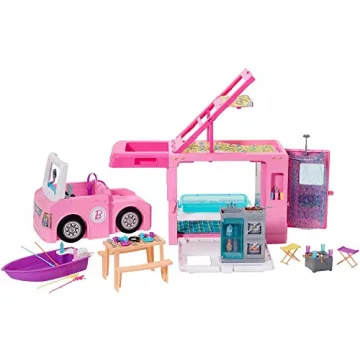 Barbie Camper Playset: 3-in-1 Adventure Toy with 50 Accessories