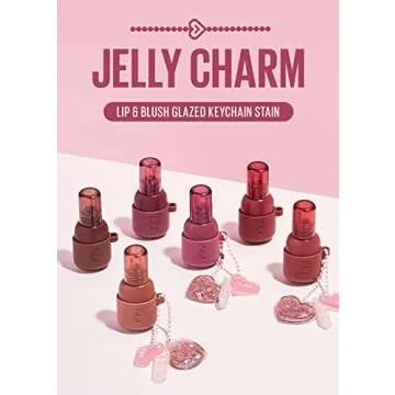 KAJA Lip & Blush - Jelly Charm 04 Fig Soda | with Keychain, Triple Berry Complex, Lemon Fruit Extrac...