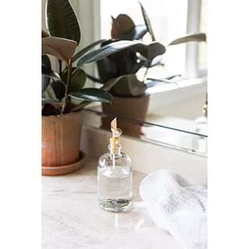 Rail19 Clear Glass Mouthwash Dispenser with Metal Pour Spout | Cooking Oil and Vinegar Dispenser - Perfect for the Bathroom, Kitchen & Tabletop, 13oz (Light Gold)