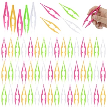 LeonBach 100 Pcs Bulk Tweezers For Jewelry Making Handmade DIY Crafts, Plastic Tweezers For Beading ...