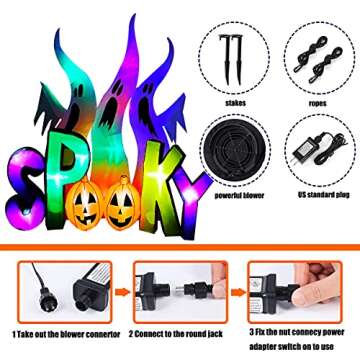 SEASONBLOW 8 FT Halloween Inflatable Ghosts Family with Spooky Pumpkin LED Lighted Blow Up Decoration for Lawn Yard Garden Outdoor Holiday Decor