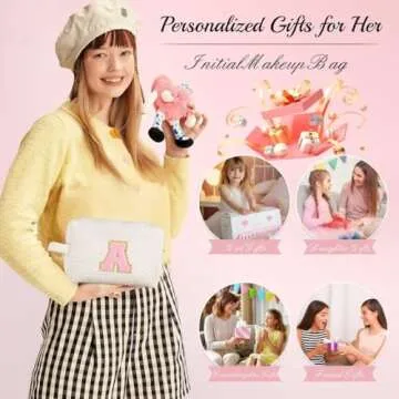 YOOLIFE Initial Makeup Bags for Women Girls - Stocking Stuffers Christmas Gifts for Women Teen Girls Kids Sister Daughter Friends Mom, Monogrammed Makeup Bag Cosmetic Bag, Letter M