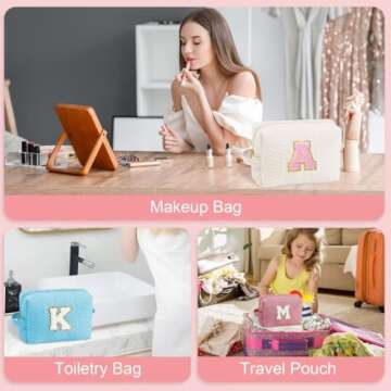 YOOLIFE Initial Makeup Bags for Women Girls - Stocking Stuffers Christmas Gifts for Women Teen Girls Kids Sister Daughter Friends Mom, Monogrammed Makeup Bag Cosmetic Bag, Letter M