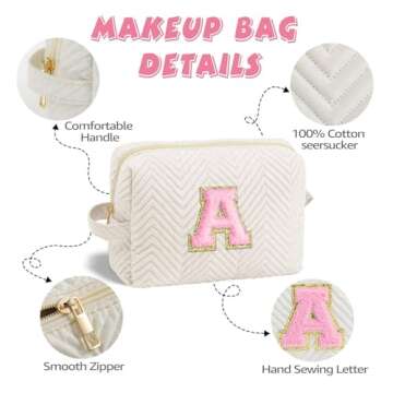 YOOLIFE Initial Makeup Bags for Women Girls - Stocking Stuffers Christmas Gifts for Women Teen Girls Kids Sister Daughter Friends Mom, Monogrammed Makeup Bag Cosmetic Bag, Letter M
