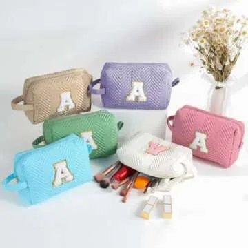 YOOLIFE Initial Makeup Bags for Women Girls - Stocking Stuffers Christmas Gifts for Women Teen Girls Kids Sister Daughter Friends Mom, Monogrammed Makeup Bag Cosmetic Bag, Letter M