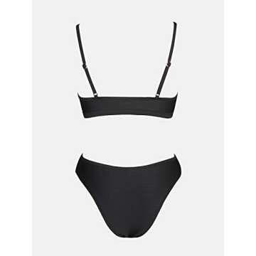 CUPSHE Bikini Set for Women Bathing Suit Mid Waist Cutout High Cut Spaghetti Straps Cheeky Rib