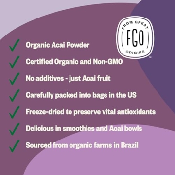 FGO Organic Acai Powder 4oz Freeze Dried Superfood