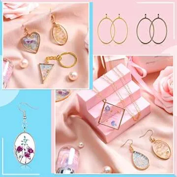 Inbagi 180 Pieces Open Bezels for Resin Jewelry Making Kit Hollow Frame Pendants Assorted Geometric Frame Charms for Resin Casting Necklace Earring