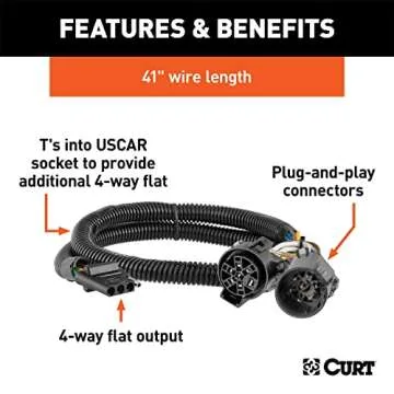 CURT 55384 Replacement Vehicle-Side Custom USCAR 4-Pin Trailer Wiring Harness, Black, 6 x 3 x 9 inches